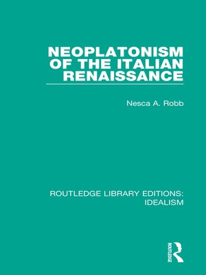 cover image of Neoplatonism of the Italian Renaissance
